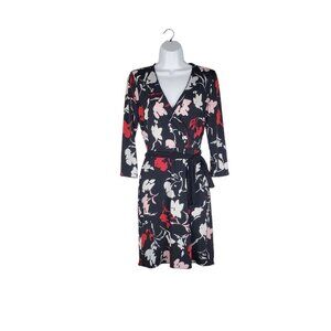 White House Black Market Reversible Faux Wrap Dress Black Red White Pink Size 0
